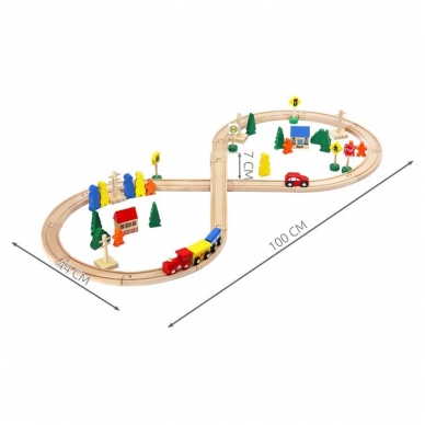 Medinis traukinys su bėgiais - 48 elementų žaislas 6