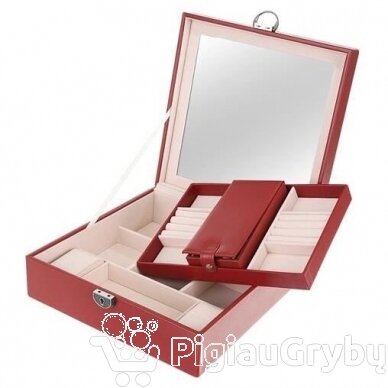 Papuošalų dėžutė su veidrodžiu, raudona 2