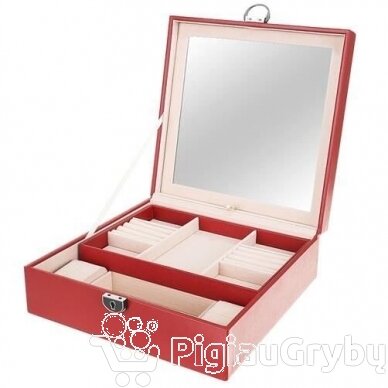 Papuošalų dėžutė su veidrodžiu, raudona 4