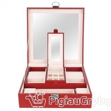 Papuošalų dėžutė su veidrodžiu, raudona 8