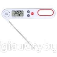 Sulankstomas skaitmeninis maisto termometras su LCD, baltas