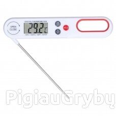 Sulankstomas skaitmeninis maisto termometras su LCD, baltas